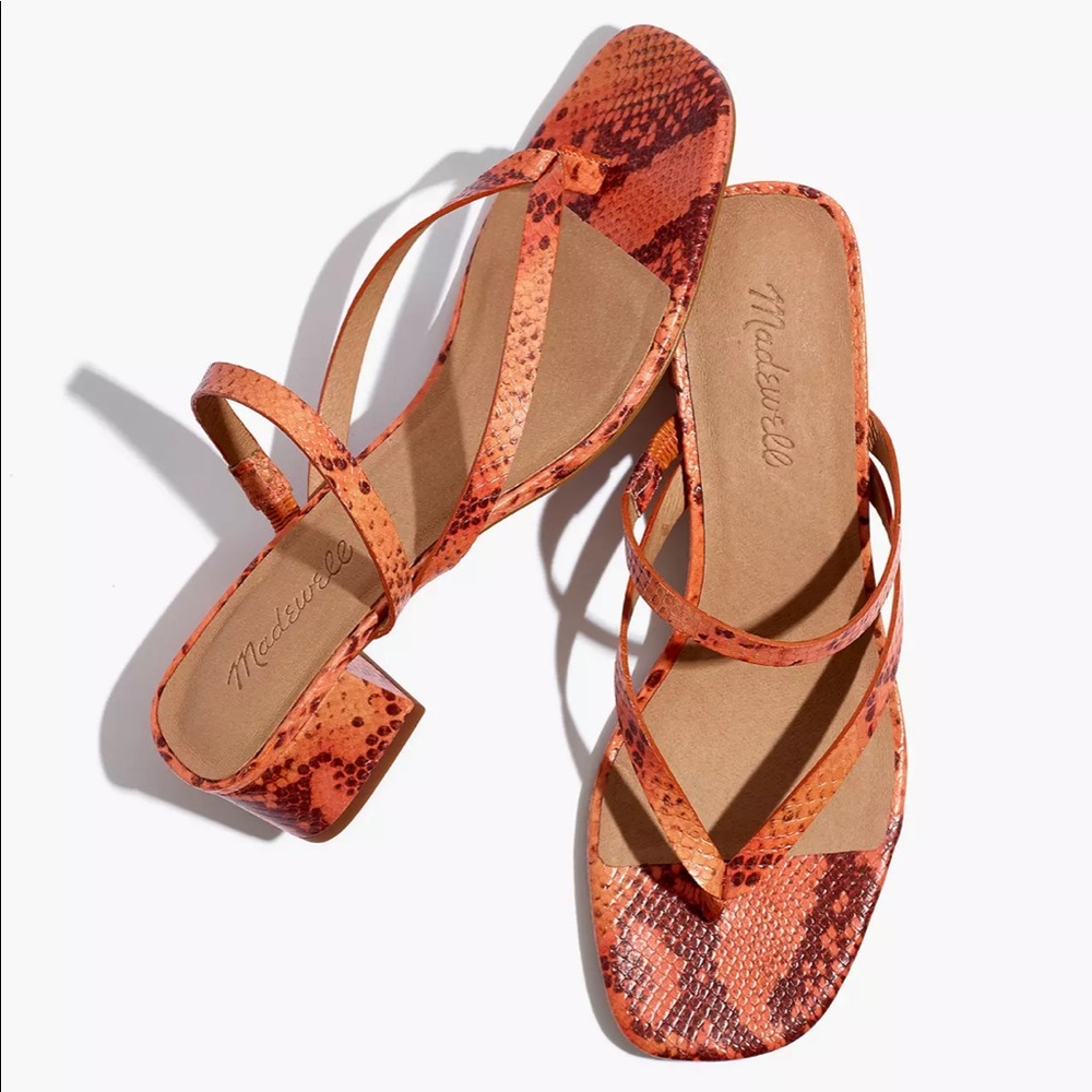 Madewell The Amber Sandal in Snake Embossed Leather, NEW WITH TAGS - Picture 1 of 10